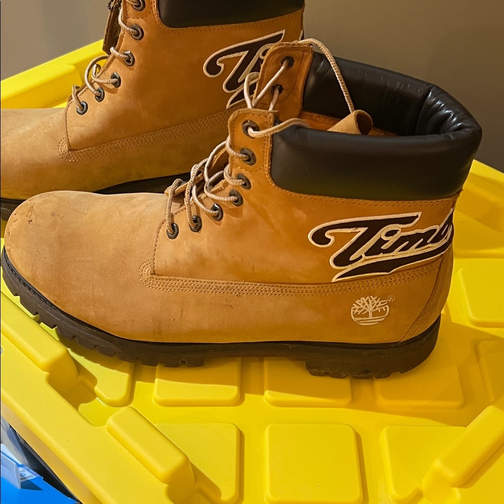 Timberland Men’s Tan Nubuck Padded Collar Lace-Up Boots Sz 15 - Picture 2 of 16